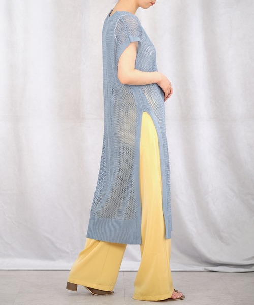 ＡＮＤＪ（アンドジェイ）の「リネンタッチ透かし編みニットベストワンピース（ワンピース・レディース・テラコッタ/ブルー/ベージュ系その他/ブラック・M）」の13枚目の写真