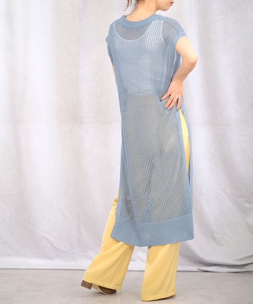 ＡＮＤＪ（アンドジェイ）の「リネンタッチ透かし編みニットベストワンピース（ワンピース・レディース・テラコッタ/ブルー/ベージュ系その他/ブラック・M）」の15枚目の写真