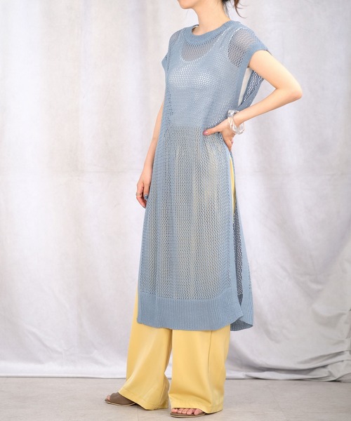 ＡＮＤＪ（アンドジェイ）の「リネンタッチ透かし編みニットベストワンピース（ワンピース・レディース・テラコッタ/ブルー/ベージュ系その他/ブラック・M）」の16枚目の写真