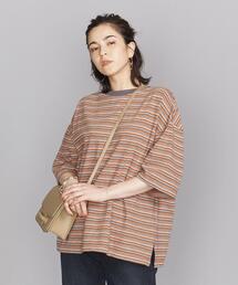 BEAUTY&YOUTH UNITED ARROWS | BY クルーネックランダムボーダー6分袖 Tシャツ(Tシャツ/カットソー)