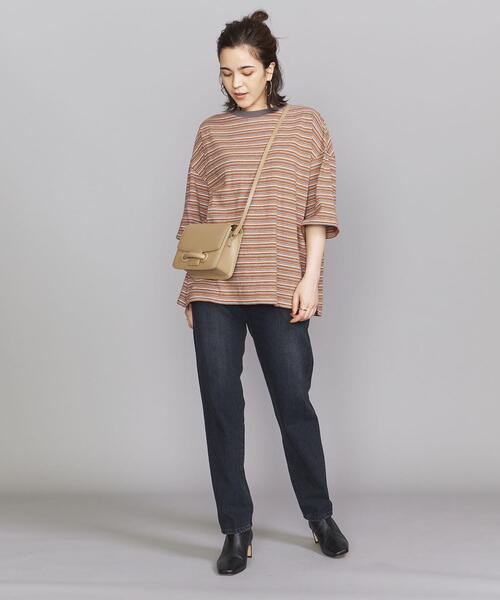 BEAUTY&YOUTH UNITED ARROWS(ビューティーアンドユースユナイテッドアローズ)の「BY クルーネックランダムボーダー6分袖 Tシャツ◆(Tシャツ/カットソー・レディース・ダークブラウン/オレンジ系その他/ネイビー・FREE)」の8枚目の写真