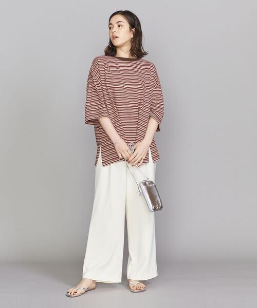 BEAUTY&YOUTH UNITED ARROWS(ビューティーアンドユースユナイテッドアローズ)の「BY クルーネックランダムボーダー6分袖 Tシャツ◆(Tシャツ/カットソー・レディース・ダークブラウン/オレンジ系その他/ネイビー・FREE)」の10枚目の写真