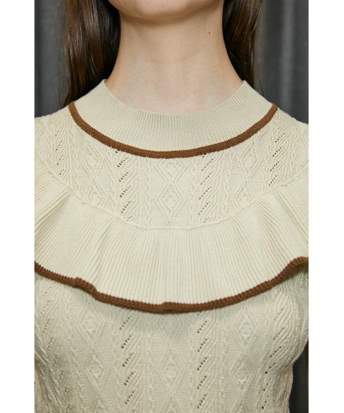SLY（スライ）の「FRONT FRILL KNIT TOPS フロントフリル ニット トップス（ニット/セーター・レディース・グリーン/ブラウン系その他2/ホワイト系その他2/ブラック・FREE）」の19枚目の写真