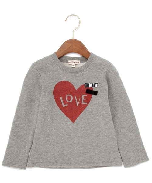 green label relaxing（グリーンレーベルリラクシング）の「【KIDS】ウラケ ハートプリントロングスリーブ（スウェット・キッズ・オフホワイト/グレー・135/125/105/95/115）」の2枚目の写真