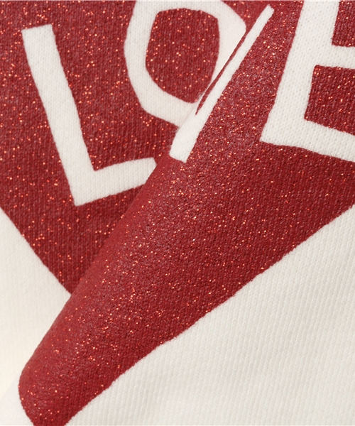 green label relaxing（グリーンレーベルリラクシング）の「【KIDS】ウラケ ハートプリントロングスリーブ（スウェット・キッズ・オフホワイト/グレー・135/125/105/95/115）」の9枚目の写真