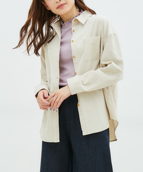 Honeys(ハニーズ)の「コーデュロイシャツ(シャツ/ブラウス・レディース・ベージュ/モカ/ピンク系その他/アイボリー/ミント・L/M/LL)」の1枚目の写真