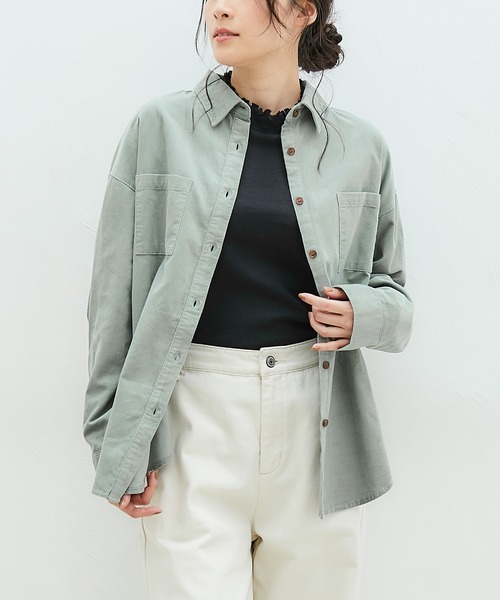 Honeys(ハニーズ)の「コーデュロイシャツ(シャツ/ブラウス・レディース・ベージュ/モカ/ピンク系その他/アイボリー/ミント・L/M/LL)」の4枚目の写真