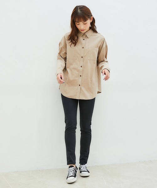Honeys(ハニーズ)の「コーデュロイシャツ(シャツ/ブラウス・レディース・ベージュ/モカ/ピンク系その他/アイボリー/ミント・L/M/LL)」の8枚目の写真
