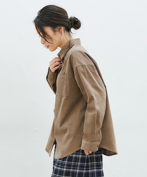 Honeys(ハニーズ)の「コーデュロイシャツ(シャツ/ブラウス・レディース・ベージュ/モカ/ピンク系その他/アイボリー/ミント・L/M/LL)」の6枚目の写真
