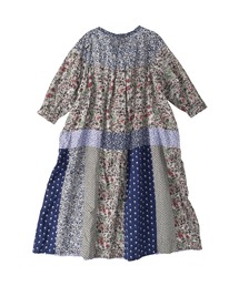 45R タペットの小花パッチワークドレス（インディゴ） 45R タペットの小花パッチワークドレス(インディゴ) - メルカリ
