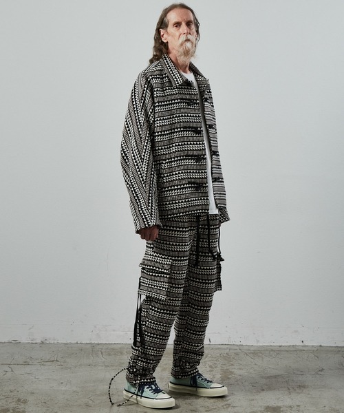 UNSELDs（アンセルズ）の「【UNSELDs アンセルズ】ゴブランワイドカーゴパンツ［セットアップ対応］（カーゴパンツ・メンズ・ベージュ/ホワイト×ブラック・M/L）」の6枚目の写真