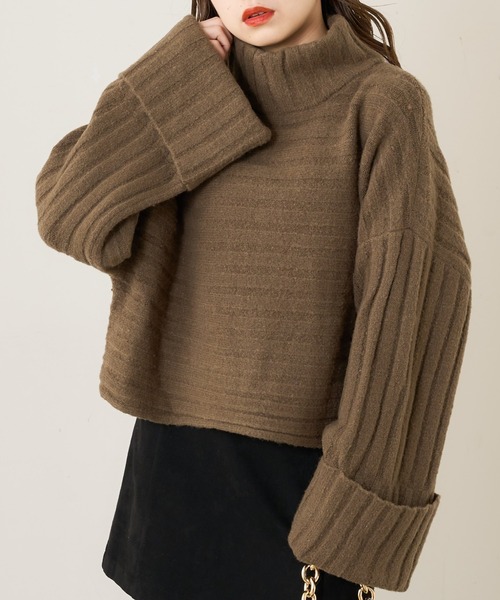 Chico（チコ）の「【SET UP対応】2wayワイドリブハイネックニット（ニット/セーター・レディース・ブラック/ベージュ/グレー/アイボリー/ブラウン/ブルー・FREE）」の4枚目の写真