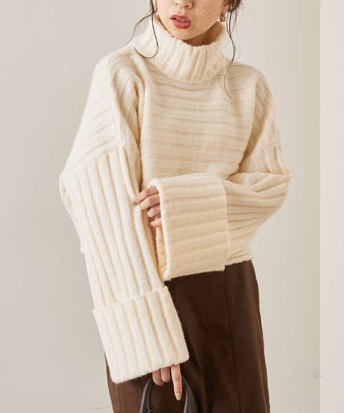 Chico（チコ）の「【SET UP対応】2wayワイドリブハイネックニット（ニット/セーター・レディース・ブラック/ベージュ/グレー/アイボリー/ブラウン/ブルー・FREE）」の12枚目の写真