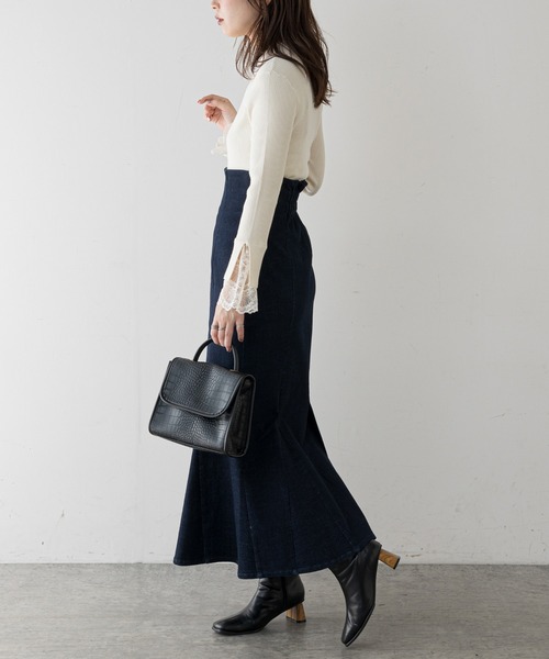 natural couture(ナチュラルクチュール)の「【大好評リバイバルアイテム】袖口レースもちもちリブタートル(ニット/セーター・レディース・ラベンダー/ブラック/アイボリー/ミント/モカ・FREE)」の8枚目の写真