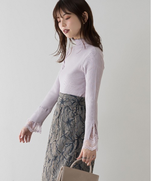 natural couture(ナチュラルクチュール)の「【大好評リバイバルアイテム】袖口レースもちもちリブタートル(ニット/セーター・レディース・ラベンダー/ブラック/アイボリー/ミント/モカ・FREE)」の22枚目の写真