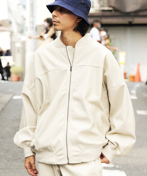 8(eight)(エイト)の「PUボマージャケット(ライダースジャケット・メンズ・アイボリー/グレイッシュブルー/ブラック・MEDIUM/LARGE)」の7枚目の写真