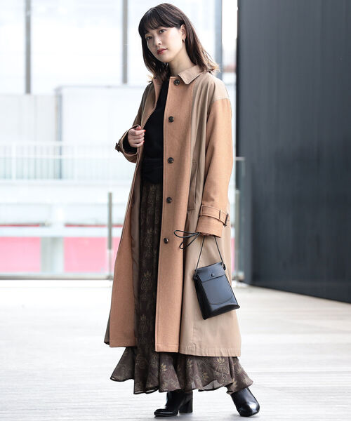 Ray BEAMS(レイビームス)の「Ray BEAMS / キリカエ ステンカラー コート(ステンカラーコート・レディース・ベージュ/オリーブ・ONE SIZE)」の7枚目の写真