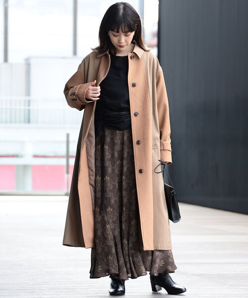 Ray BEAMS(レイビームス)の「Ray BEAMS / キリカエ ステンカラー コート(ステンカラーコート・レディース・ベージュ/オリーブ・ONE SIZE)」の10枚目の写真