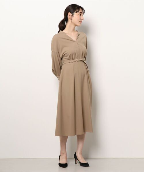 美品✨ANAYI 定価4.4万 ストレッチツイルスキッパーワンピース Aライン ANAYI（アナイ）の「ストレッチツイルスキッパーワンピース