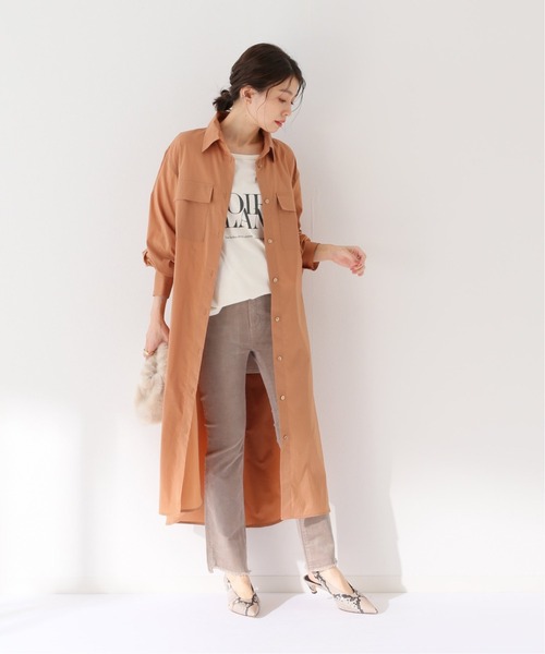 Spick & Span（スピックアンドスパン）の「#ヴィンテージライクタフタシャツワンピース◆（シャツワンピース・レディース・レンガ/サックスブルー・FREE）」の9枚目の写真