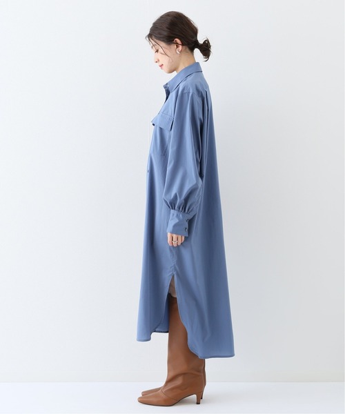 Spick & Span（スピックアンドスパン）の「#ヴィンテージライクタフタシャツワンピース◆（シャツワンピース・レディース・レンガ/サックスブルー・FREE）」の13枚目の写真