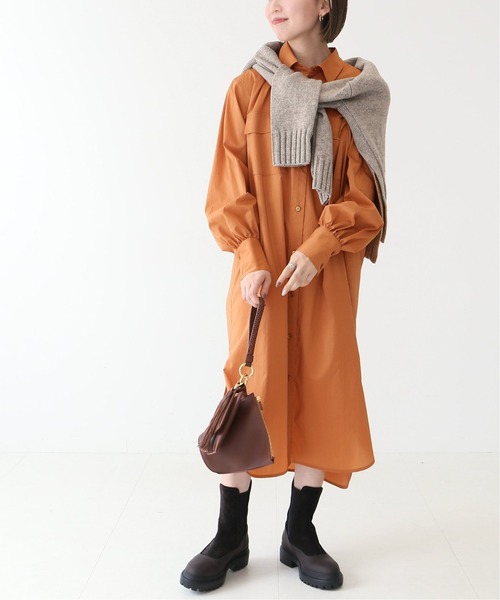 Spick & Span（スピックアンドスパン）の「#ヴィンテージライクタフタシャツワンピース◆（シャツワンピース・レディース・レンガ/サックスブルー・FREE）」の5枚目の写真