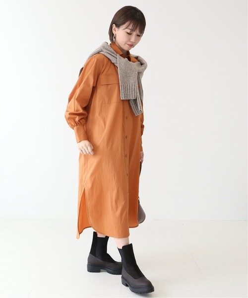 Spick & Span（スピックアンドスパン）の「#ヴィンテージライクタフタシャツワンピース◆（シャツワンピース・レディース・レンガ/サックスブルー・FREE）」の8枚目の写真