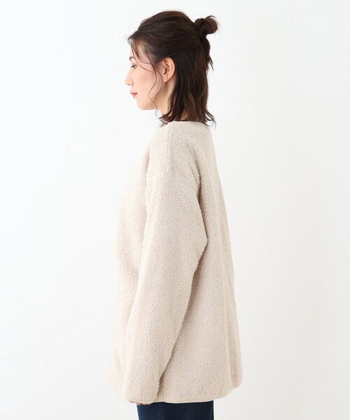 SHOO・LA・RUE(シューラルー)の「◆ライナー風にも。Vネックボアフリース(ブルゾン・レディース・ダークブラウン/アイボリー/キャメル・02/03/04)」の5枚目の写真