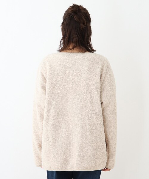 SHOO・LA・RUE(シューラルー)の「◆ライナー風にも。Vネックボアフリース(ブルゾン・レディース・ダークブラウン/アイボリー/キャメル・02/03/04)」の6枚目の写真