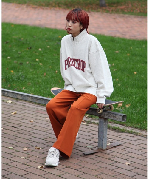 ZIP FIVE(ジップファイブ)の「【PORKCHOP】 ビックシルエット ハーフジップカレッジスウェット/トレーナー裏起毛 【ユニセックス】(スウェット・メンズ・オートミール/ブラック/ネイビー/杢グレー・LARGE/MEDIUM/X-LARGE)」の18枚目の写真