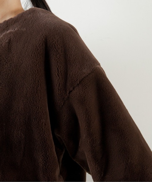 ANGIE（アンジー）の「ノーカラーエコファーコート（ノーカラーコート・レディース・ブラウン/アイボリー・FREE）」の20枚目の写真