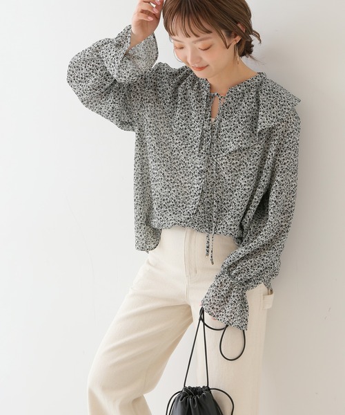 SLOBE IENA（スローブイエナ）の「フリルカラーブラウス【手洗い可能】◆（シャツ/ブラウス・レディース・ブラック/ナチュラル/パープル系その他・FREE）」の3枚目の写真