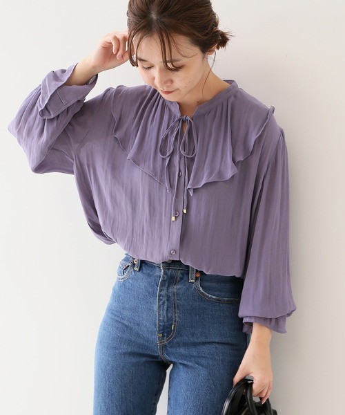 SLOBE IENA（スローブイエナ）の「フリルカラーブラウス【手洗い可能】◆（シャツ/ブラウス・レディース・ブラック/ナチュラル/パープル系その他・FREE）」の18枚目の写真