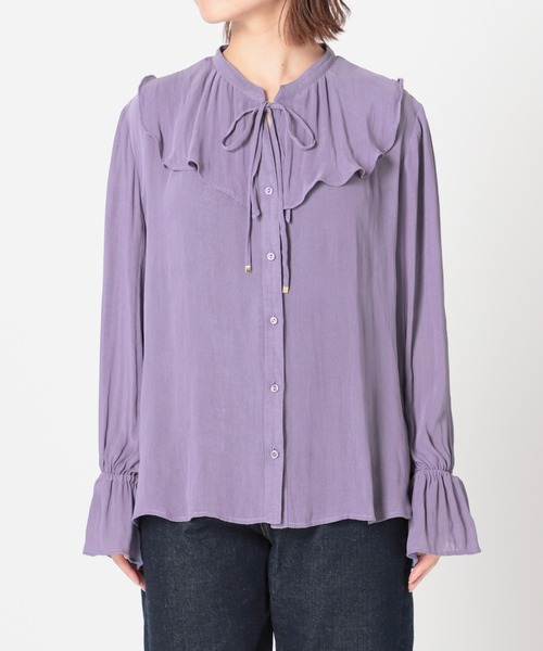 SLOBE IENA（スローブイエナ）の「フリルカラーブラウス【手洗い可能】◆（シャツ/ブラウス・レディース・ブラック/ナチュラル/パープル系その他・FREE）」の14枚目の写真