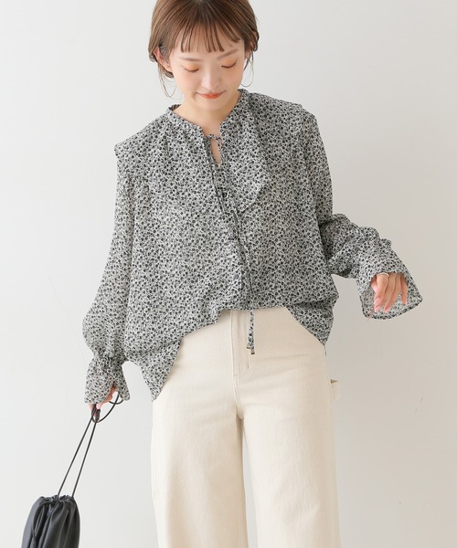 SLOBE IENA（スローブイエナ）の「フリルカラーブラウス【手洗い可能】◆（シャツ/ブラウス・レディース・ブラック/ナチュラル/パープル系その他・FREE）」の7枚目の写真