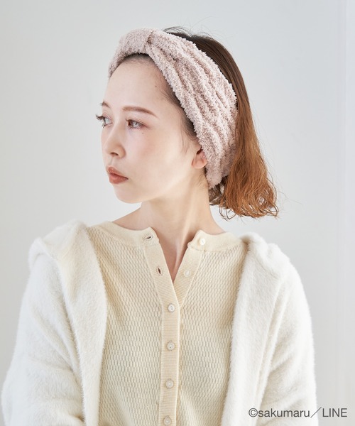 ROPE' PICNIC(ロペピクニック)の「【うさまる×ROPE' PICNIC】マシュマロタッチヘアターバン(ヘアバンド・レディース・ピンク/キナリ・FREE)」の5枚目の写真