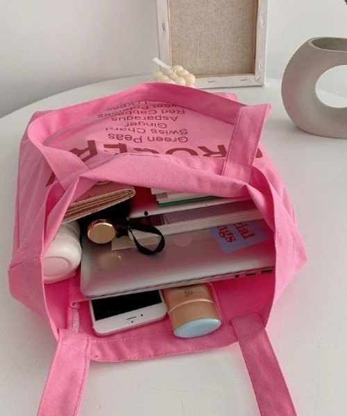 LAC-VERT（ラック・ヴェール）の「カラーコットントートバッグ（トートバッグ・レディース・イエロー/グリーン/ピンク・FREE）」の10枚目の写真