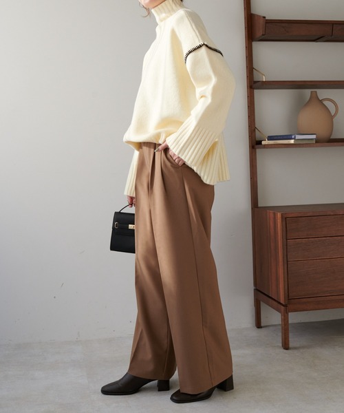 DISCOAT（ディスコート）の「【前後2WAY】カガリステッチビッグプルオーバー（ニット/セーター・レディース・ブラック/アイボリー/グリーン系その他/グレイッシュベージュ・FREE）」の5枚目の写真