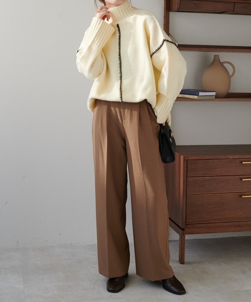 DISCOAT（ディスコート）の「【前後2WAY】カガリステッチビッグプルオーバー（ニット/セーター・レディース・ブラック/アイボリー/グリーン系その他/グレイッシュベージュ・FREE）」の21枚目の写真