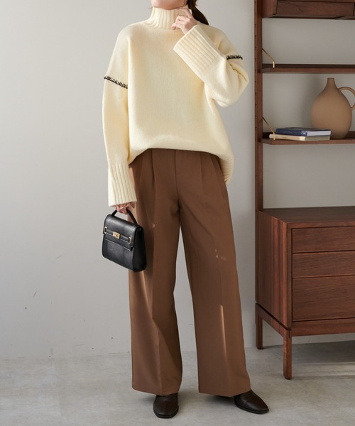 DISCOAT（ディスコート）の「【前後2WAY】カガリステッチビッグプルオーバー（ニット/セーター・レディース・ブラック/アイボリー/グリーン系その他/グレイッシュベージュ・FREE）」の15枚目の写真