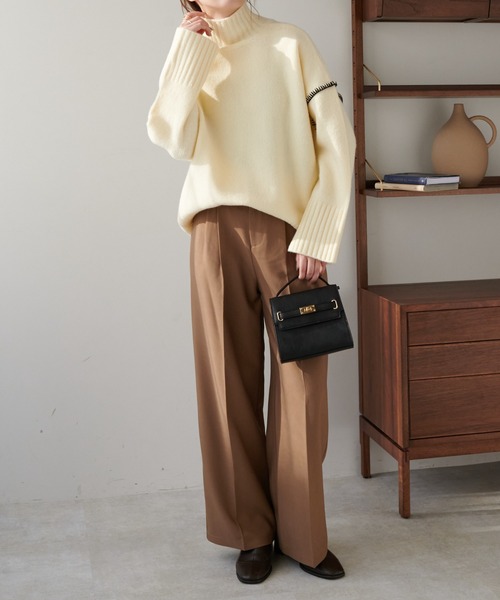 DISCOAT（ディスコート）の「【前後2WAY】カガリステッチビッグプルオーバー（ニット/セーター・レディース・ブラック/アイボリー/グリーン系その他/グレイッシュベージュ・FREE）」の20枚目の写真