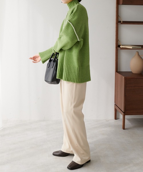 DISCOAT（ディスコート）の「【前後2WAY】カガリステッチビッグプルオーバー（ニット/セーター・レディース・ブラック/アイボリー/グリーン系その他/グレイッシュベージュ・FREE）」の11枚目の写真