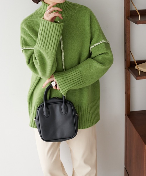 DISCOAT（ディスコート）の「【前後2WAY】カガリステッチビッグプルオーバー（ニット/セーター・レディース・ブラック/アイボリー/グリーン系その他/グレイッシュベージュ・FREE）」の14枚目の写真