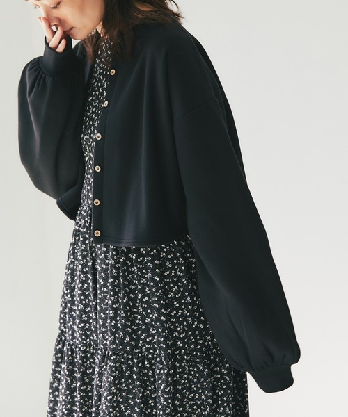 and R（アンドアール）の「スウェットカーディガン（カーディガン/ボレロ・レディース・ホワイト/ブラック・FREE）」の7枚目の写真