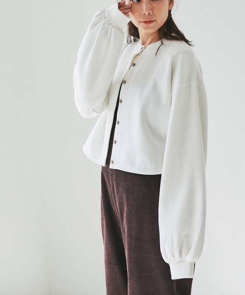 and R（アンドアール）の「スウェットカーディガン（カーディガン/ボレロ・レディース・ホワイト/ブラック・FREE）」の12枚目の写真