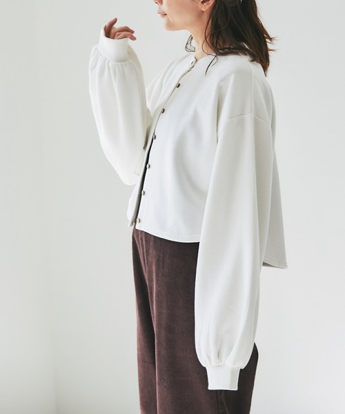 and R（アンドアール）の「スウェットカーディガン（カーディガン/ボレロ・レディース・ホワイト/ブラック・FREE）」の15枚目の写真