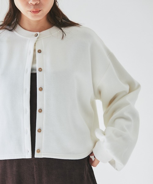 and R（アンドアール）の「スウェットカーディガン（カーディガン/ボレロ・レディース・ホワイト/ブラック・FREE）」の8枚目の写真