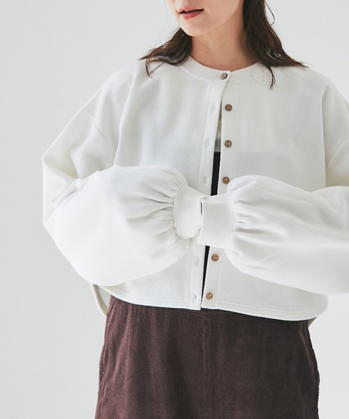 and R（アンドアール）の「スウェットカーディガン（カーディガン/ボレロ・レディース・ホワイト/ブラック・FREE）」の6枚目の写真