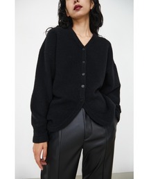 Back volume knit cardigan