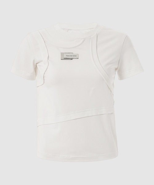 Feng Chen Wang(フェン・チェン・ワン)の「DOUBLE PANEL T-SHIRT(Tシャツ/カットソー・レディース・ホワイト・S/XS)」の1枚目の写真